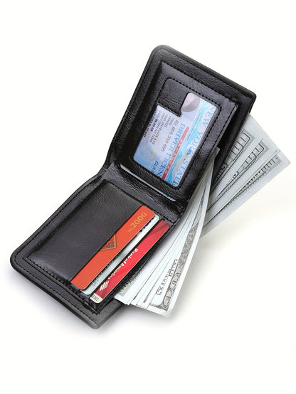 Wing Letter Print Faux Leather Wallet - Casual Fold Design with Credit Card Slots and Coin Purse, Perfect Valentine's Day Gift