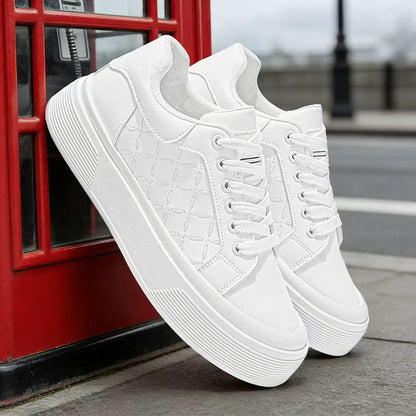 2026 Spring New Men's Flat Trail Running Shoes, Plaid Pattern Solid Color Thick-Sole Casual Sneakers for Boys, College Style Trendy Fashion Street Skate Shoes - ayq