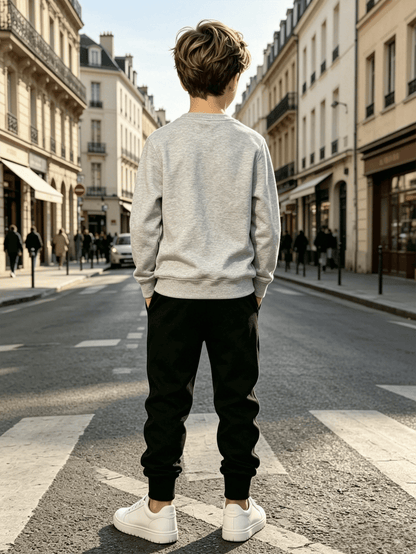 Boys' Mountain Peak Print Hoodie and Pants Set, Soft Polyester