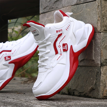 Men's high-top casual sports shoes fashion outdoor walking shoes for road running; lace-up wear-resistant versatile - ayq