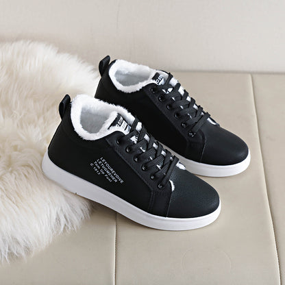 Women's Thermal Winter Shoes - Synthetic Cover Lace-Up Low-Top Boots with Plush Lining & Arch, Warm Brown/Tan Color, Rubber Sole & PVC Cushioning - Cold-Weather Shoes for Winter, Hand Wash or Dry Clean, Faux Cover Exterior, S