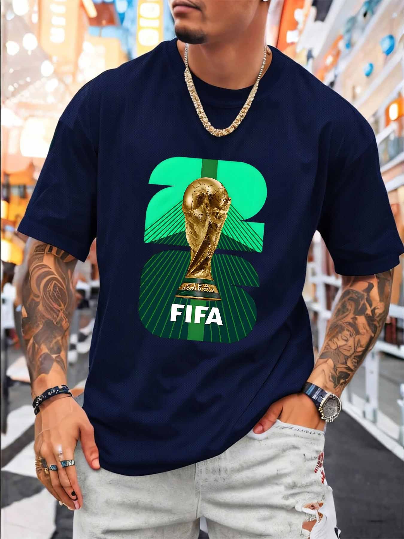 Men's FIFA 2026 Trophy Graphic Mesh T-Shirt - Breathable Summer Tee