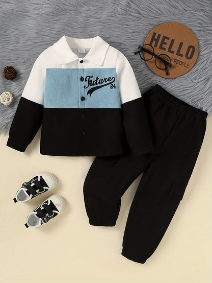 Boys' Fall-Winter Corduroy Bomber Jacket & Pants Set - ayq
