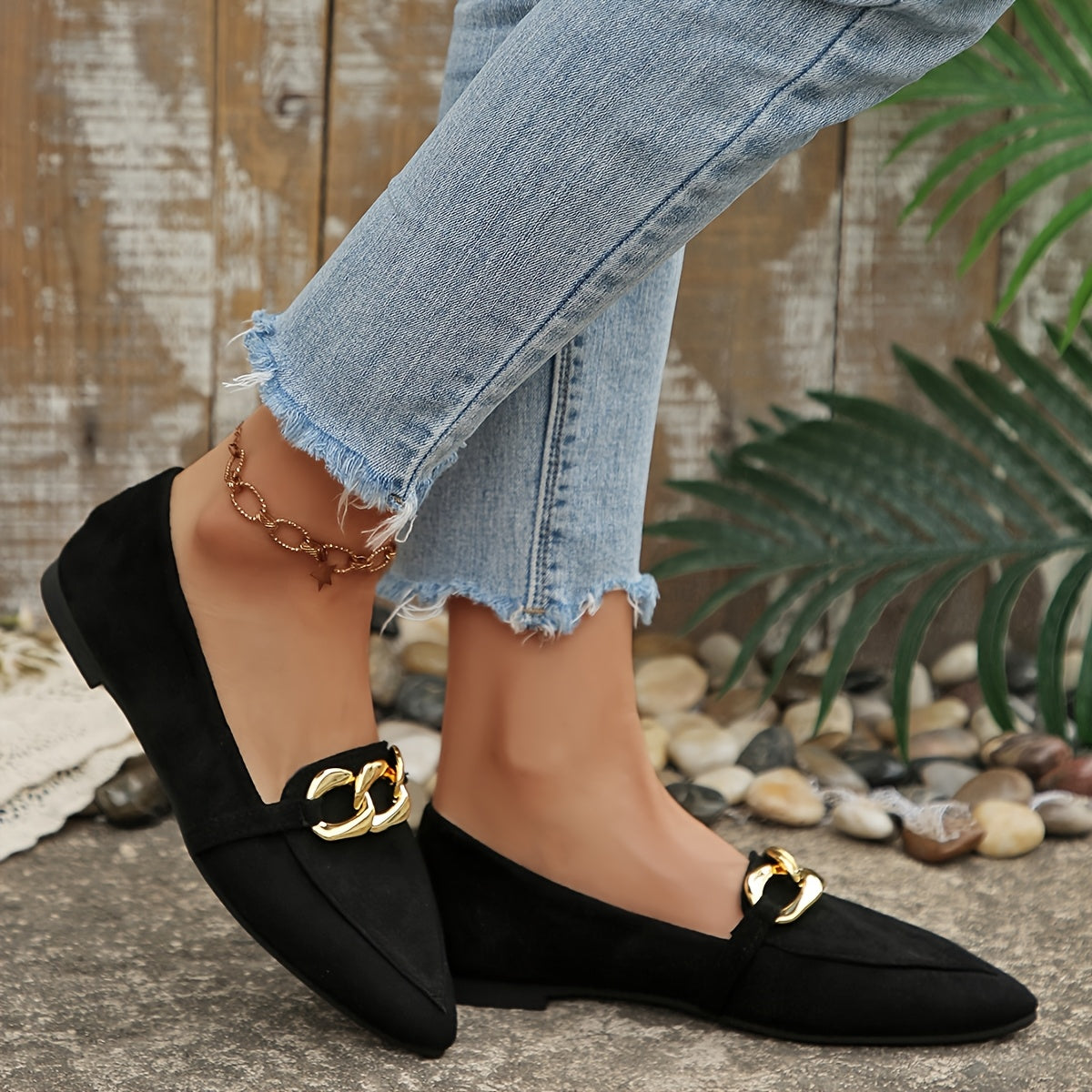 Women's Pointed Toe Slip-On Penny Loafers - Lightweight Fabric Flats