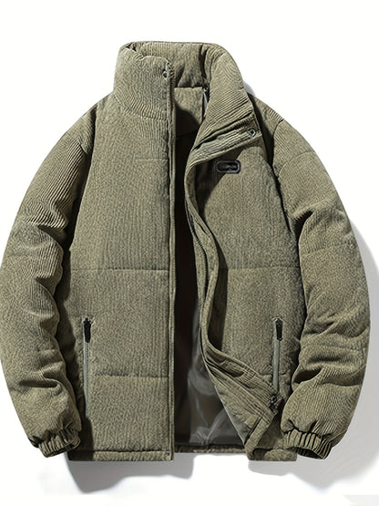 Men'S Heavyweight Winter Jacket - Thermal Insulated Cold Weather Coat with Full-Zip Closure, Front Zipper Pocket - Brown Outer Shell for Everyday & Formal Use - Non-Stretch Fabric Construction - Fall/Winter Outerwear, Winter