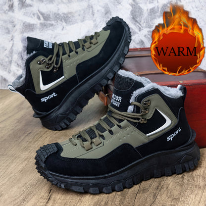 Men's Outdoor Hiking Shoes - Multi-Terrain Breathable Athletic Sneakers for Gym Training, High Elasticity Support & Anti-Slip Design, Lightweight and Warm Snow Sports Footwear