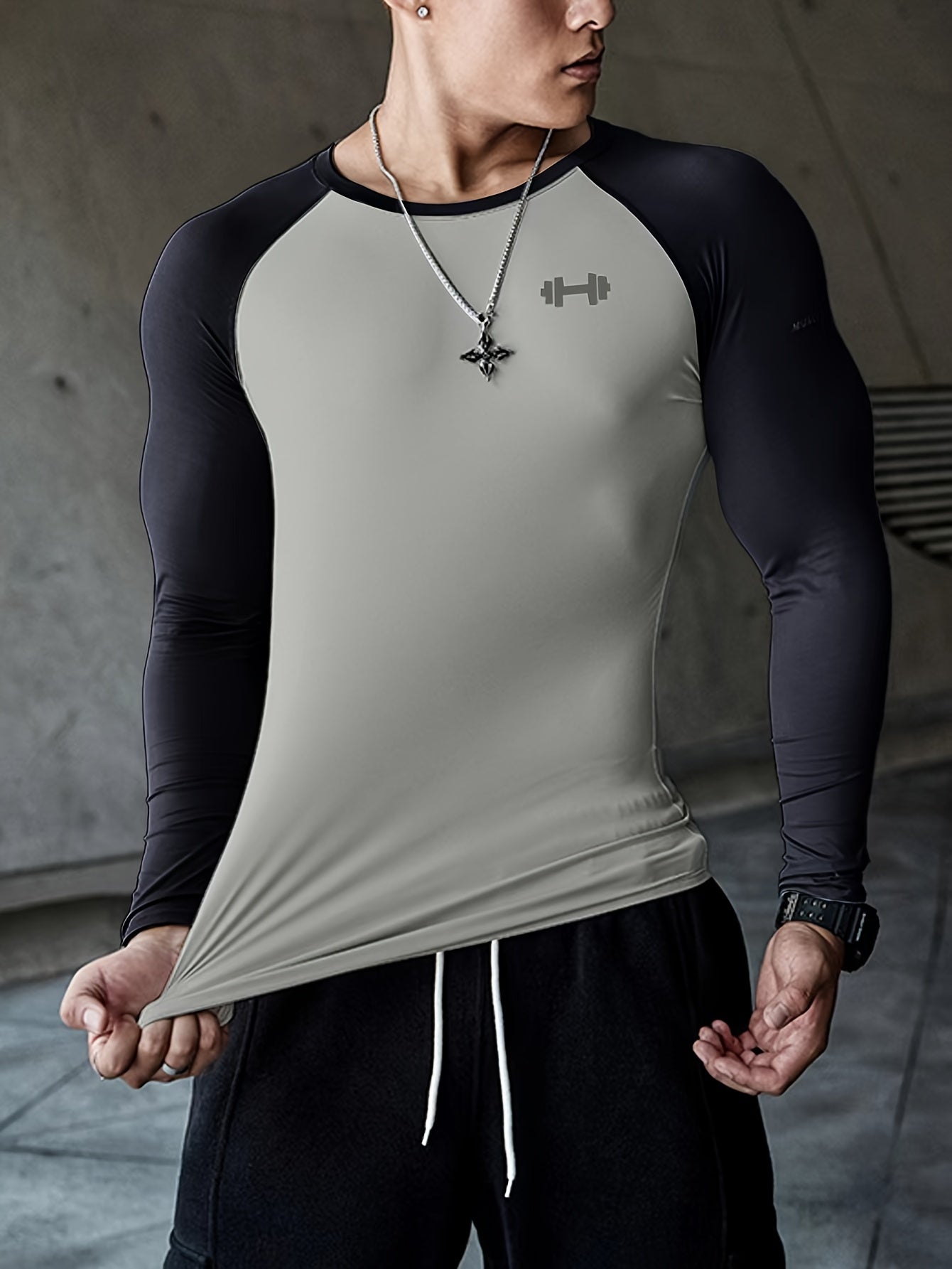Տղամարդկանց Color Block Athletic Muscle Fit շապիկ, տղամարդկանց շնչառական կոմպրեսիոն շապիկ, հարմարավետ վերնաշապիկ ամառային սպորտի համար