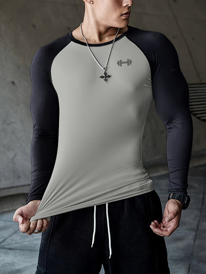 Տղամարդկանց Color Block Athletic Muscle Fit շապիկ, տղամարդկանց շնչառական կոմպրեսիոն շապիկ, հարմարավետ վերնաշապիկ ամառային սպորտի համար