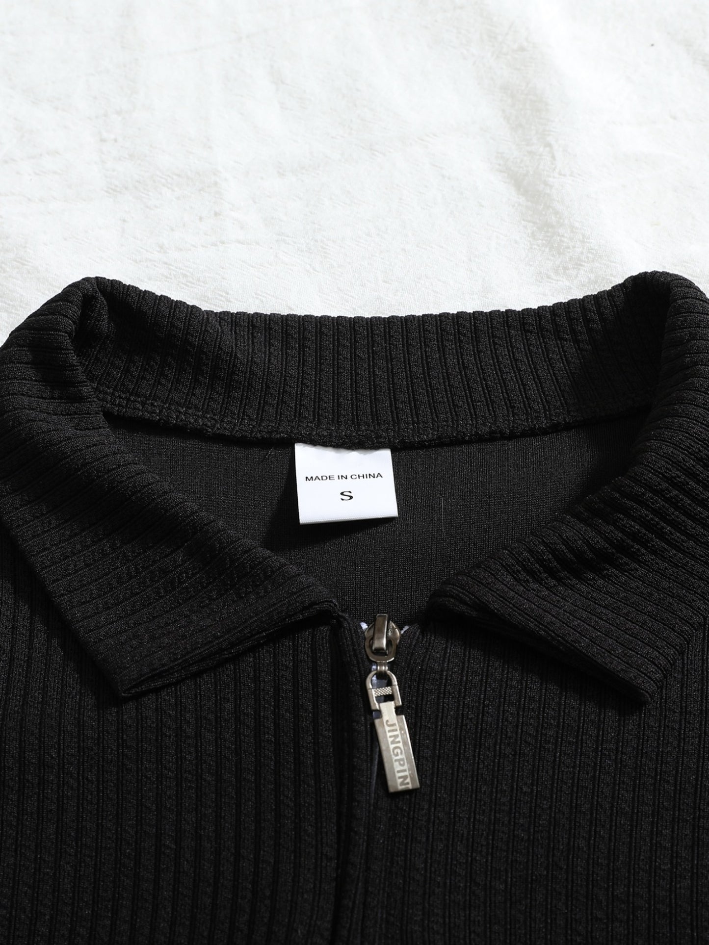 Men's Casual Long-Sleeve Ribbed Polo Shirt for Fall/Winter