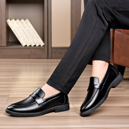 Men's Glossy Slip-On Formal Dress Shoes Low-Top PU Leather