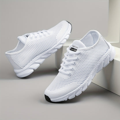 Women's Breathable Mesh Sneakers, All-Season Low Top Lace-Up Shoes with Plain Toe, EVA Upper & Sole, Fabric Inner & Insole - Comfortable Athletic Footwear, High Top Sneakers