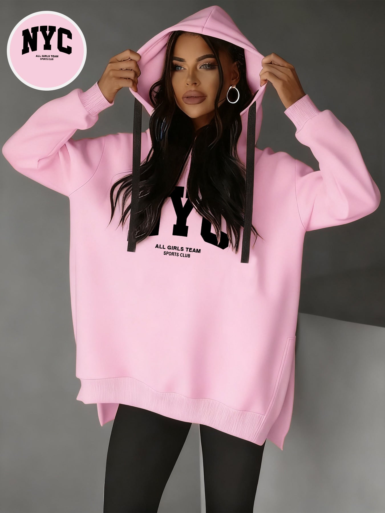 Women’s Casual Hooded Hoodie with Side Slits for Fall & Winter
