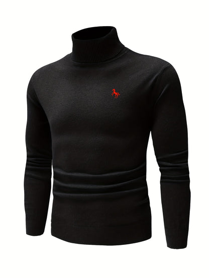 Men's Slim Fit High-Neck Knitted Pullover Sweater for Fall/Winter