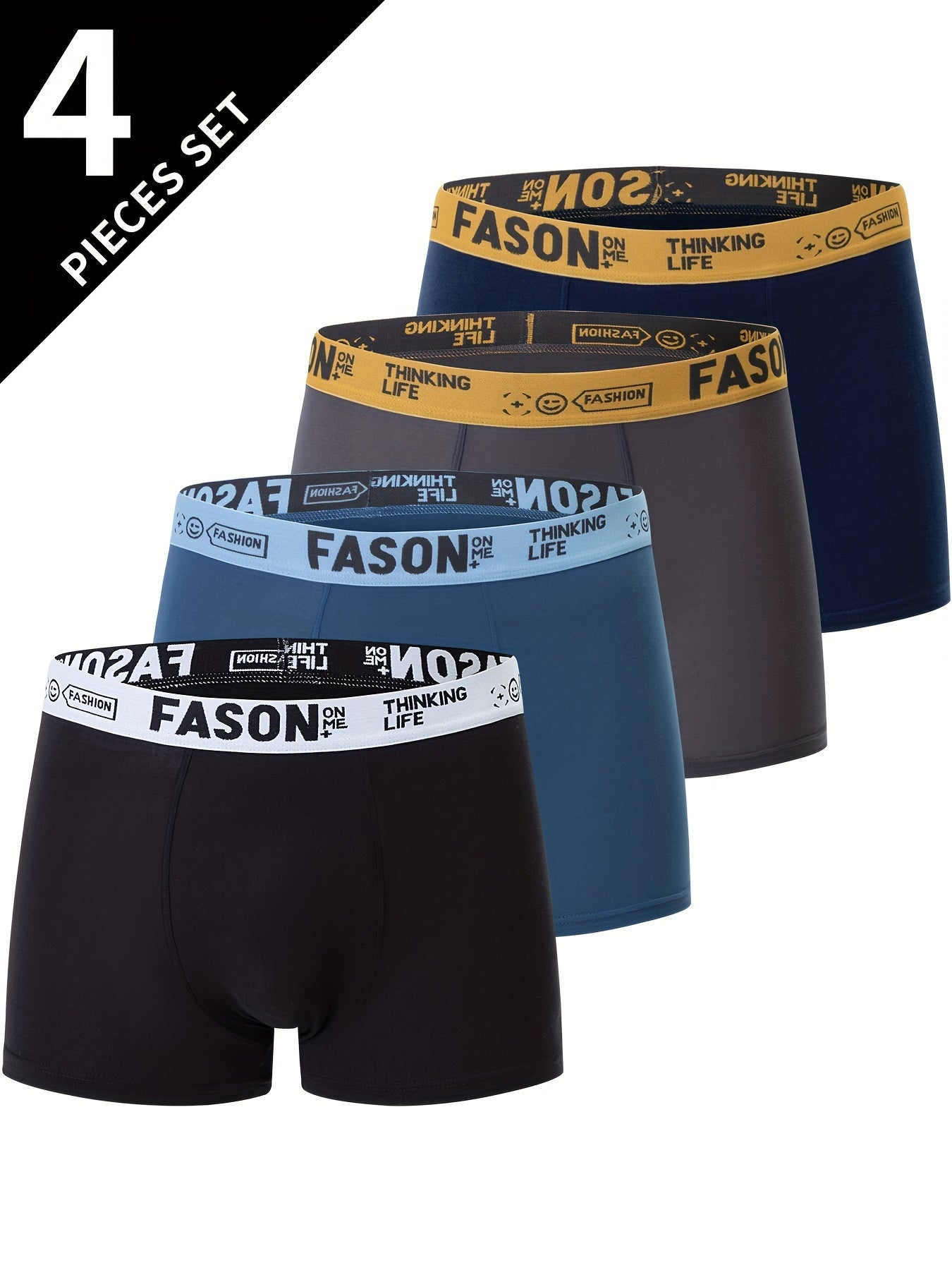 Men’s 4-Pack Solid Color Boxer Briefs with Stretch Fabric