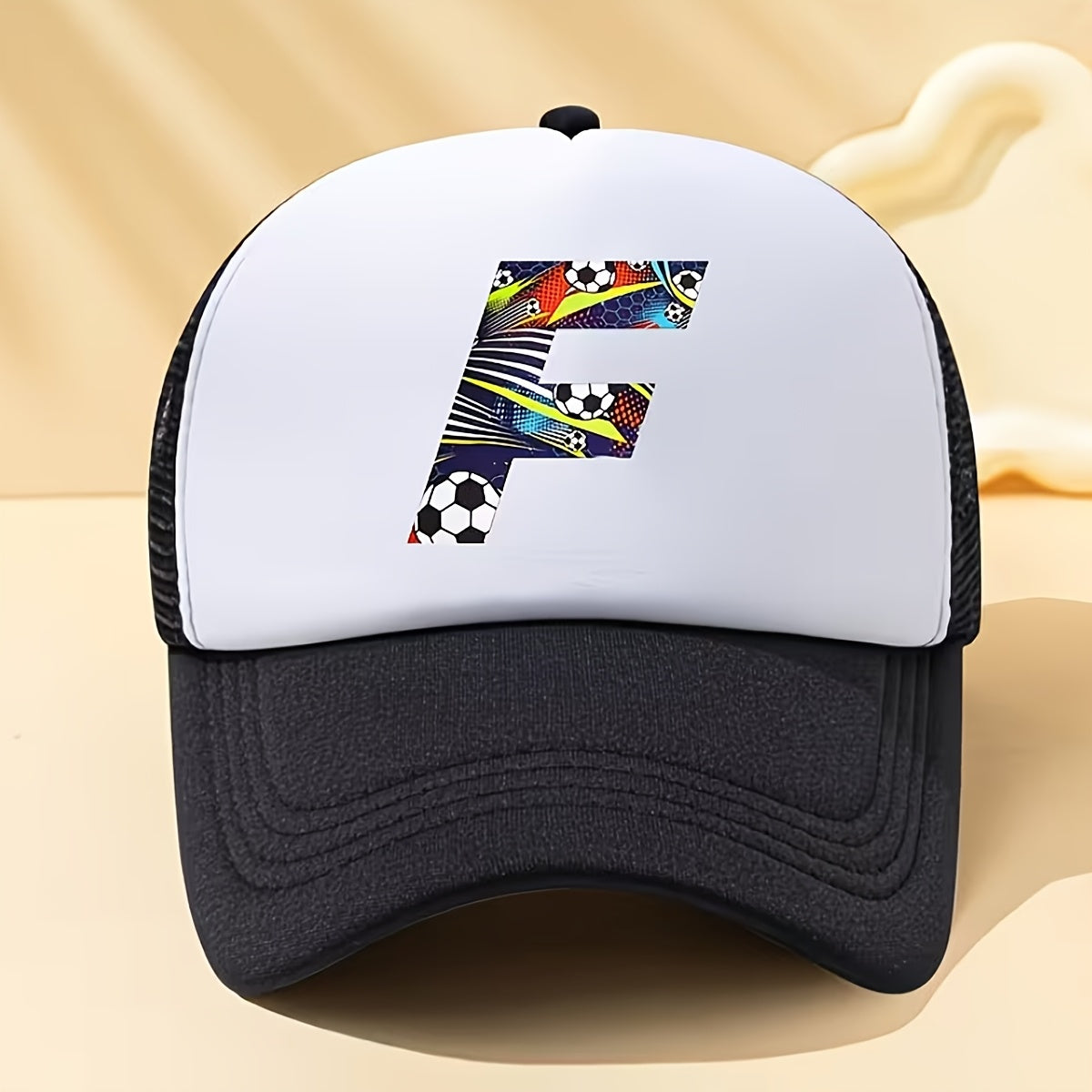 Boys' Breathable Soccer Alphabet Mesh Baseball Cap - Summer Style