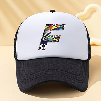 Boys' Breathable Soccer Alphabet Mesh Baseball Cap - Summer Style