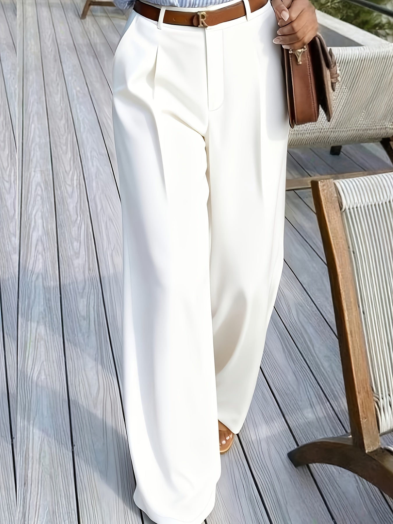 Elegant Solid Color Women's Long Pants with Pockets for Spring/Fall