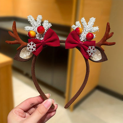 1pc Women's Christmas Antler Headband with Bow - Sweet Cute Deer Antlers Hair for Xmas Party Outfits, Winter Hair & Holiday Gift for & Ladies ( & s) - Festive Hairpiece for Christmas Photos & Events, Year-R