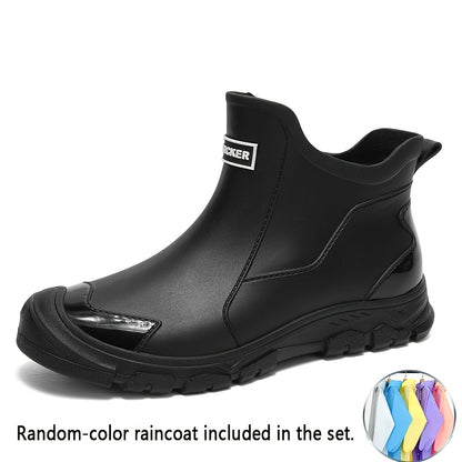 Men's High-Top PU Rain Boots for Outdoor Walking