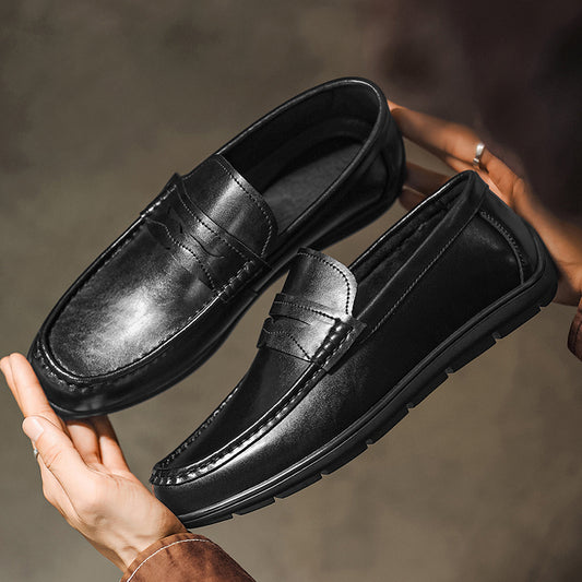 Men's Casual Slip-On Loafers in Synthetic Leather for All Seasons - ayq
