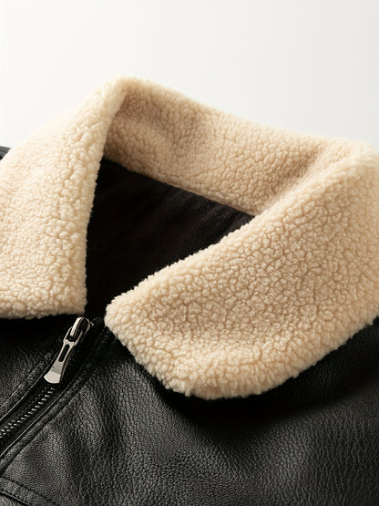 Men's Heavy-Duty Jacket - Thick Collar & Zippered Pockets, Brown/, Motorcycle-Ready Workwear Coat for Construction, Commuting - Non-Stretch Exterior & Polyester Lining - Autumn/Winter Outerwear, Casual Workwear, Embroidered D