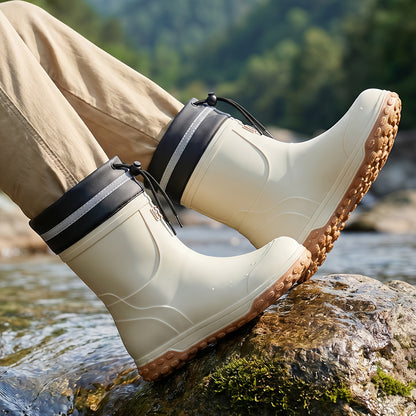 Men's Waterproof Short Rain Boots with Non-Slip Thick Sole