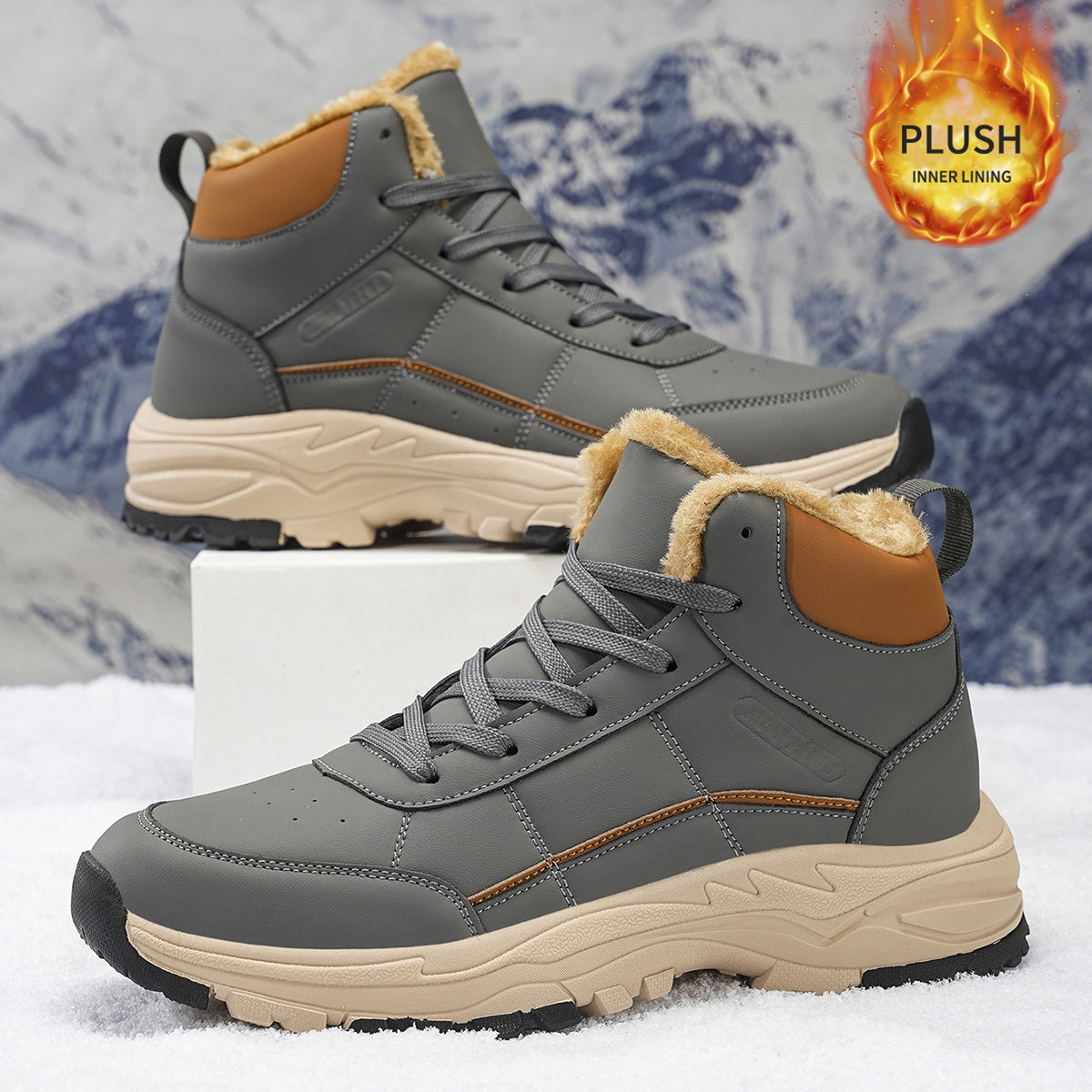 's/Unisex Heavy-Duty Winter/Outdoor/All-Terrain Large Size (Wide Width Available) High-Top All-Terrain Traction Tires, & /TPR Sole, Lace-Up Hiking Boots for Ice, Snow, Mud, Grass - Warm, Casual/Daily Wear (No