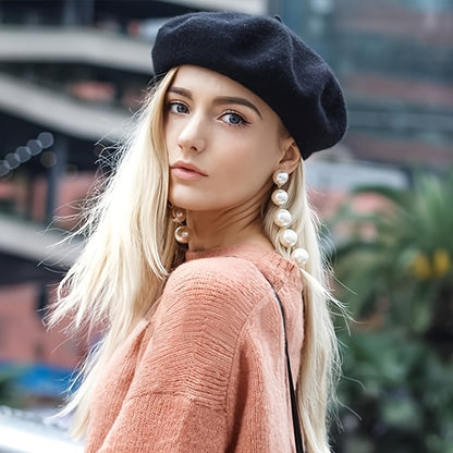 Classic Faux Leather Beret for Autumn and Winter Fashion