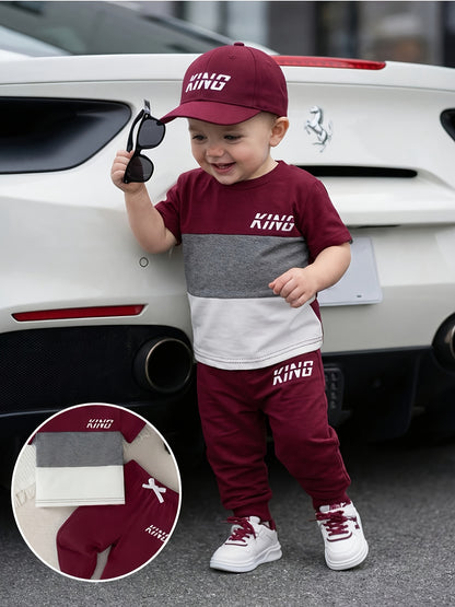 Toddler Boys' Casual Color-Block T-Shirt & Elastic Waist Pants Set