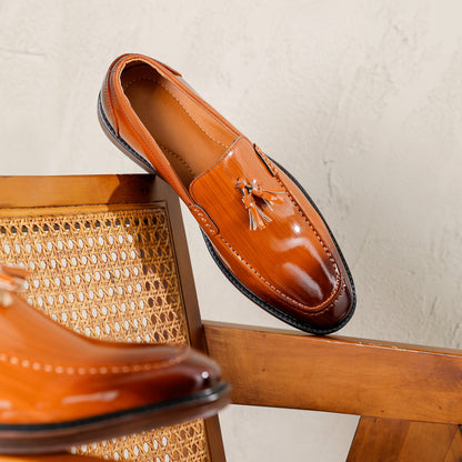 Men's Tassel Slip-On Loafers Pointed Toe Casual Dress Shoes