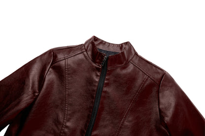 Men'S Casual Jacket - Stand Collar Zip-Up Long Sleeve - 100% Polyurethane, Solid Color, Non-Stretch Woven Fabric, Regular Fit with Functional Pockets for Daily Wear