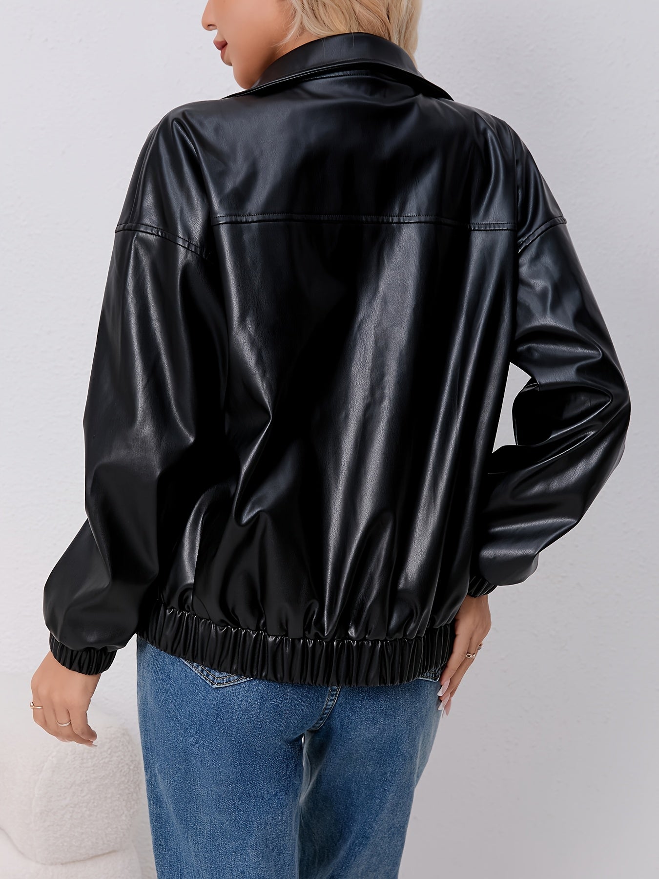 Կանացի փափուկ, ձգվող պոլիեսթերից պատրաստված ամենօրյա բաճկոն - Հանգիստ չափի երկար թևքերով, կայծակաճարմանդով առջևի մասով և գրպաններով, լվացքի մեքենայով լվացվող գարնանային/աշնանային վերնազգեստ ամենօրյա հագուստի համար