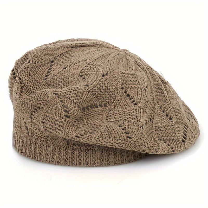 Hollow Out Breathable Beret Hats Casual Solid Color Painter Cap Elastic Berets For Women daily use