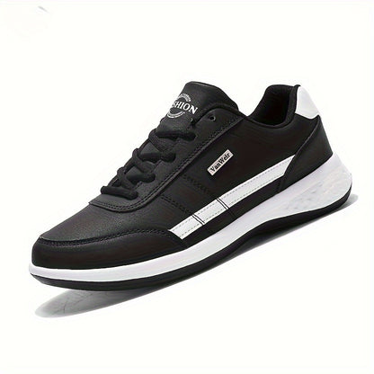 Casual Sneakers| VanWeir Men's Fashion Sneakers - Casual Lace-Up Shoes with PU Upper & MD Sole, Comfortable Fabric Insole, Versatile for All Seasons, Navy Blue with White & Orange Accents, VANWEIR