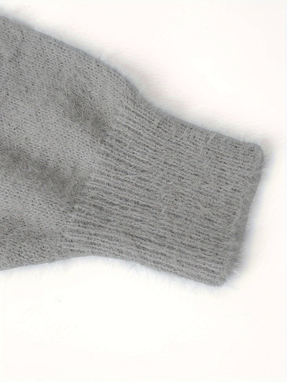 Մեծ չափս - Կանացի հարմարավետ դեղին V-ձև օձիքով սվիտեր՝ մարգարիտ կոճակներով և բրդյա եզրերով թևքերով - Ասիմետրիկ եզր, երկրաչափական նախշ, առօրյա ձմեռային սվիտեր առօրյա հագուստի համար, Ձմեռային հագուստ | V-ձև օձիքով սվիտեր | Մարգարիտ կոճակների մանրամասներ, Sw