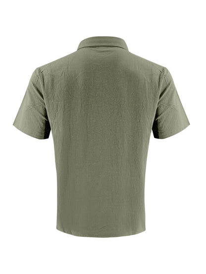 Men's Summer Linen Shirt and Long Pants Set Casual Loose Fit