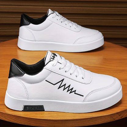 Men's White Casual Canvas Lace-Up Sneakers for All Seasons