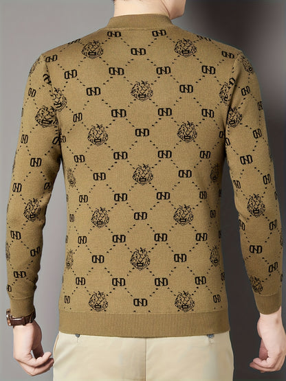 Աշնանային և ձմեռային նոր տղամարդու երկարաթև տրիկոտաժե վերնաշապիկ՝ կլոր օձիքով սվիտերի վրա դեկորատիվ նախշերով։ Այն առօրյա և ոճային հագուստ է, որը հիանալի համադրվում է տարբեր հագուստների հետ, կատարյալ է աշնանը ամենօրյա կրելու համար։