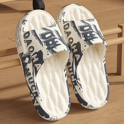 Men's Casual Printed EVA Slippers with Soft Sole, All-Season