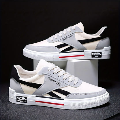 Men's Casual Skateboard Sneakers - Breathable Canvas, Non-Slip Lace-Up Shoes for All Seasons, Street Style
