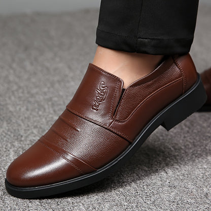 Genuine Men's Slip-On Casual Shoes - Winter -Lined Warm Business Shoes - Versatile Outdoor Men's Shoes