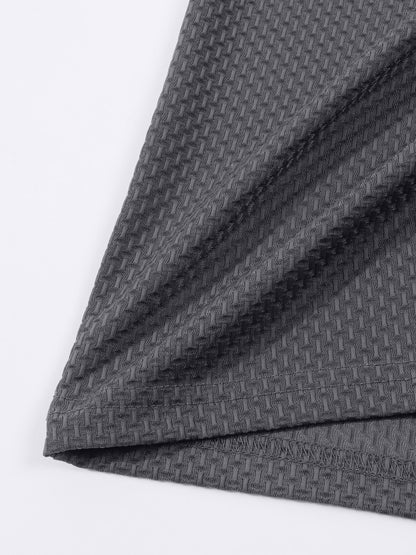 Summer Sports Casual Wear High-End Front Button Short Sleeve Shirt Breathable Turn- Collar Mesh Stretch Solid Color Top Golf Business Men's Short Sleeve - ayq