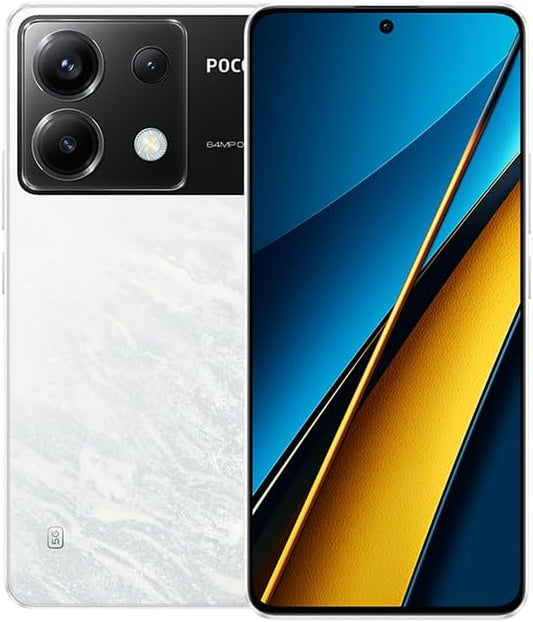 Xiaomi Poco X6 5G + 4G LTE Global Unlocked (256GB + 12GB) GSM 6.67" 64MP Triple Camera (Tmobile Mint Tello Global) + (Car Fast Car Dual Charger Bundle) (White Global ROM)
