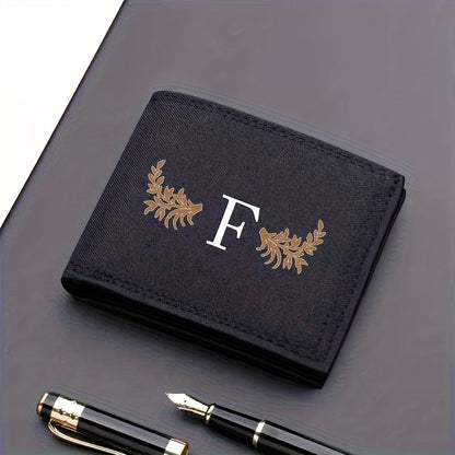 26 Letter Print Canvas Short Wallet - Open Bifold Wallet for Business and Casual Use, Perfect Gift for Men, Casual Wallet | Men's Wallet | Canvas Material