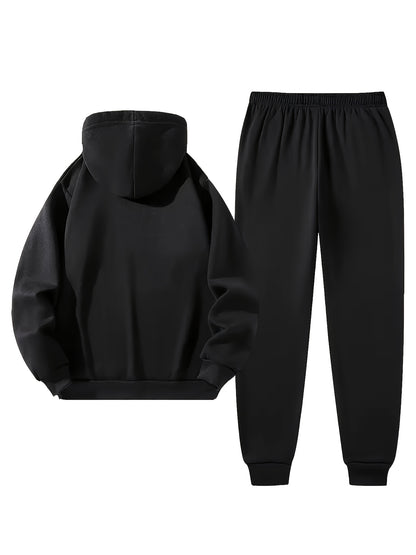 Halloween Men'S Hoodie with PARIS Lettering And Drawstring Sweatpants Set, a Must-Have Outfit for Autumn And Winter, Perfect for Everyday Outdoor Wear - ayq