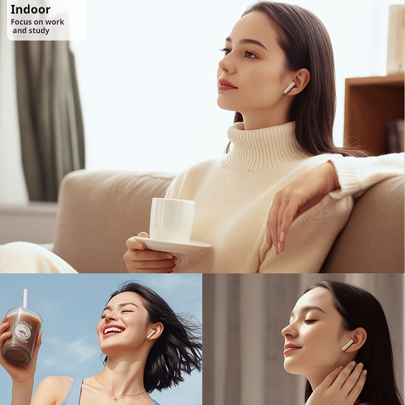 New Design True Wireless Music Semi In-Ear Headphones for Sports, Compact Earbuds Featuring TWS 9D HIFI Stereo Sound, HD Calling, And Dolby Stereo. Compatible with Android And Iphone for Music And Phone Calls.