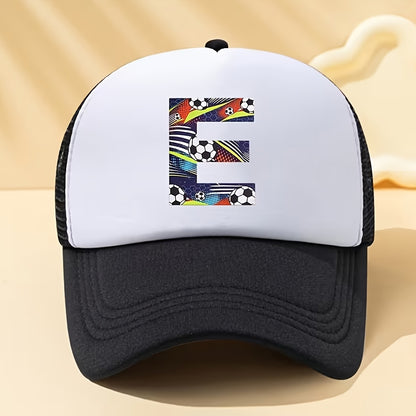 Boys' Breathable Soccer Alphabet Mesh Baseball Cap - Summer Style