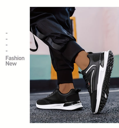 Men's Plus Size Walking Shoes, Skate Shoes, Breathable Trail Running Shoes, Travel Shoes, Trendy Versatile Low-Top Casual Sports Shoes, Fashion Sneakers, Black Knit Mesh Shoes for Spring, Summer, Autumn, All Seasons - ayq