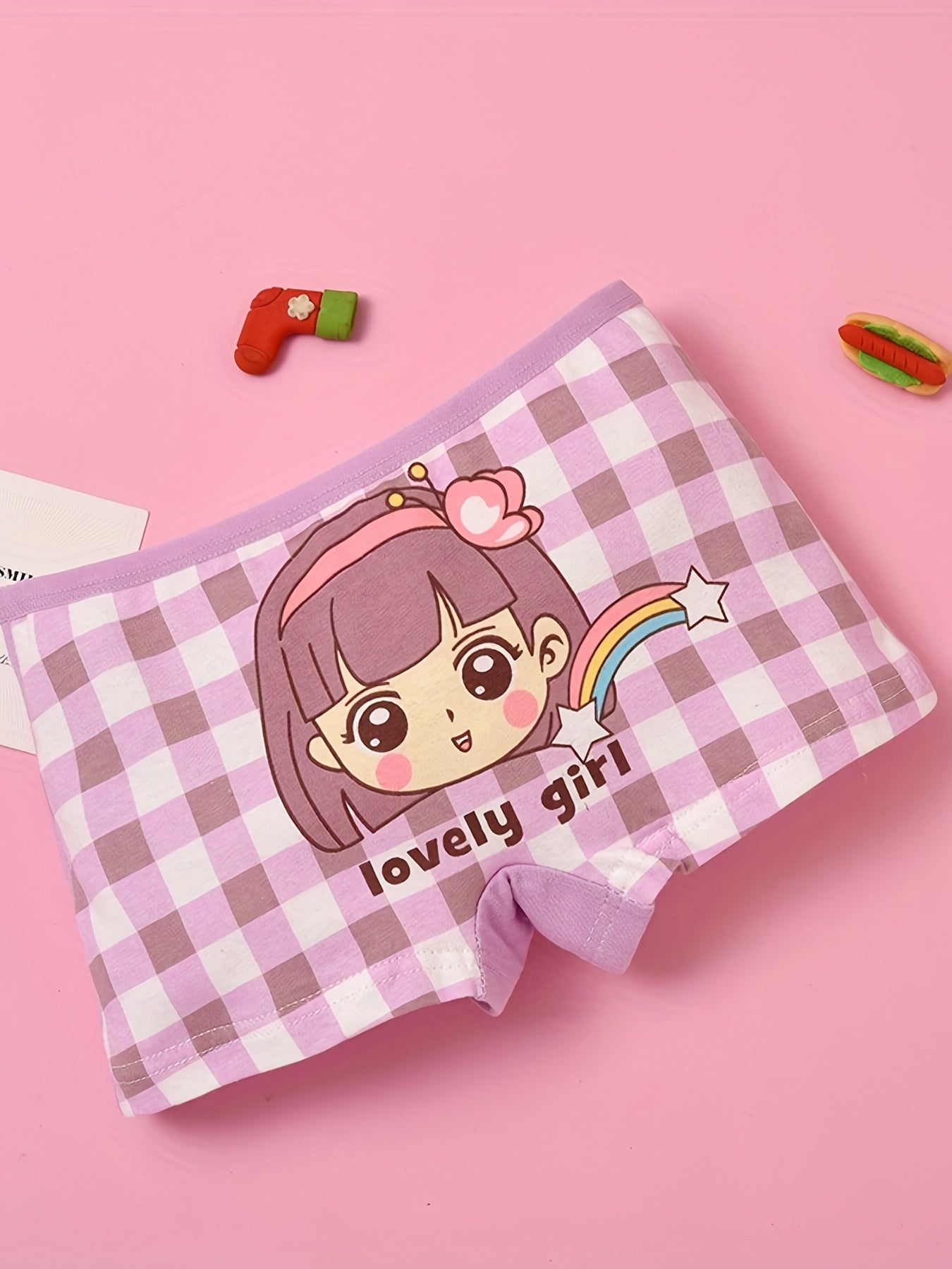 4-Pack Girls' Cute Fruit Pattern Cotton Boxers Underwear