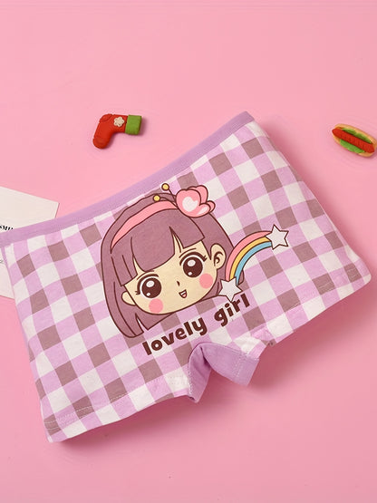 4-Pack Girls' Cute Fruit Pattern Cotton Boxers Underwear